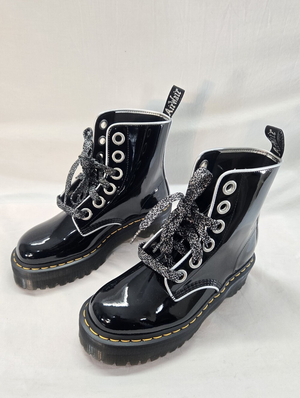 Dr. Martens Molly Platform Boots Size Women's Size 9 Black Patent Leather New